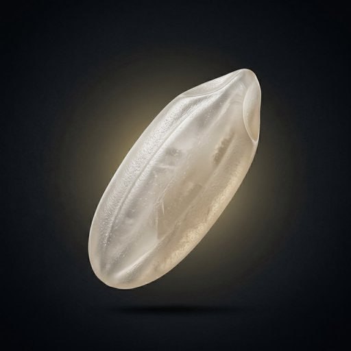 A translucent puffy heart made of rice